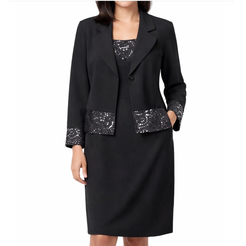 LE BOS Sequined Trim Dress With matching blazer
